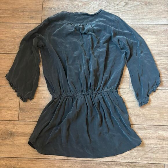 Rebecca Taylor 100% Silk Mini Dress Ruffle Front Tied Waist V-Neck Size S - Picture 6 of 6